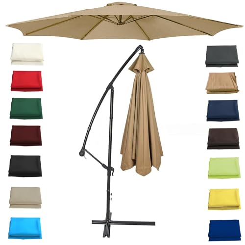 WEITINGKKK Ersetzen Sie den Sonnenschirm, Ersatz-Sonnenschirmdach for 6- und 8-Strang-Schirme, 200–350 cm, Mehrfarbig(Khaki,6 Ribs: 270CM/8.8FT) von WEITINGKKK