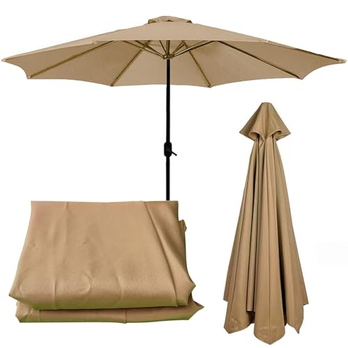 WEITINGKKK Ersetzen Sie den Sonnenschirm, Ersatzschirmdach for Sonnenschirm mit 6 oder 8 Streben, 2–3 m (6,5–9,8 Fuß), Mehrfarbig(Khaki,6 Ribs-2.7m(8.8ft)) von WEITINGKKK