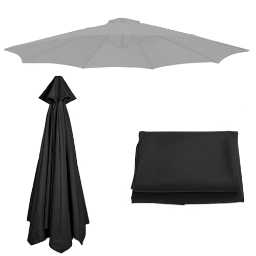 WEITINGKKK Ersetzen Sie den Sonnenschirm, Terrassenschirm, Sonnenschirm, Ersatzdach, Mehrfarbig, 6–8 Rippen, 2–3 m(Black,8 ribs-3m(9.8ft)) von WEITINGKKK