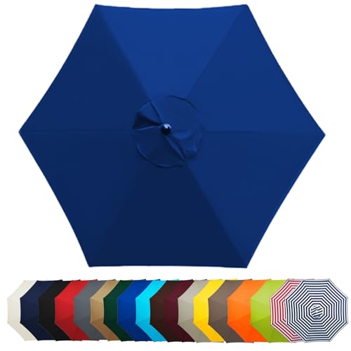 WEITINGKKK Ersetzen Sie den Sonnenschirm, Terrassenschirm-Ersatzdachabdeckung, Mehrfarbig, mehrere Größen, Polyestergewebe, UV50+, 6 Arme(Blue,200CM(6.5FT)) von WEITINGKKK