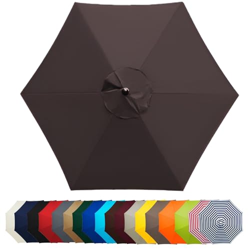 WEITINGKKK Ersetzen Sie den Sonnenschirm, Terrassenschirm-Ersatzdachabdeckung, Mehrfarbig, mehrere Größen, Polyestergewebe, UV50+, 6 Arme(Brown,200CM(6.5FT)) von WEITINGKKK