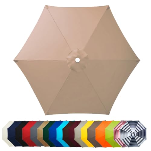 WEITINGKKK Ersetzen Sie den Sonnenschirm, Terrassenschirm-Ersatzdachabdeckung, Mehrfarbig, mehrere Größen, Polyestergewebe, UV50+, 6 Arme(Champagne,270CM(8.8FT)) von WEITINGKKK