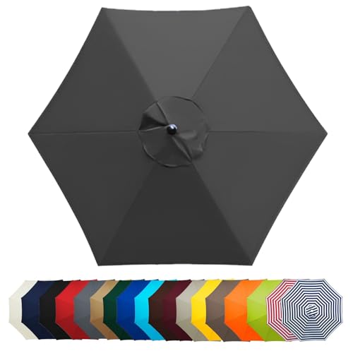 WEITINGKKK Ersetzen Sie den Sonnenschirm, Terrassenschirm-Ersatzdachabdeckung, Mehrfarbig, mehrere Größen, Polyestergewebe, UV50+, 6 Arme(Grey,270CM(8.8FT)) von WEITINGKKK