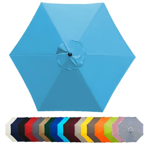 WEITINGKKK Ersetzen Sie den Sonnenschirm, Terrassenschirm-Ersatzdachabdeckung, Mehrfarbig, mehrere Größen, Polyestergewebe, UV50+, 6 Arme(Lake Blue,200CM(6.5FT)) von WEITINGKKK