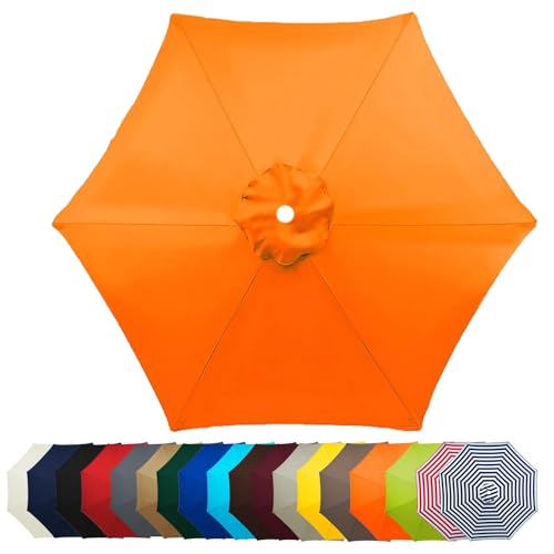 WEITINGKKK Ersetzen Sie den Sonnenschirm, Terrassenschirm-Ersatzdachabdeckung, Mehrfarbig, mehrere Größen, Polyestergewebe, UV50+, 6 Arme(Orange,270CM(8.8FT)) von WEITINGKKK