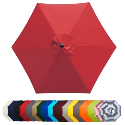 WEITINGKKK Ersetzen Sie den Sonnenschirm, Terrassenschirm-Ersatzdachabdeckung, Mehrfarbig, mehrere Größen, Polyestergewebe, UV50+, 6 Arme(Red,250CM(8.2FT)) von WEITINGKKK