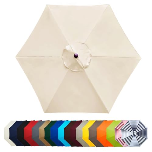 WEITINGKKK Ersetzen Sie den Sonnenschirm, Terrassenschirm-Ersatzdachabdeckung, Mehrfarbig, mehrere Größen, Polyestergewebe, UV50+, 6 Arme(White,270CM(8.8FT)) von WEITINGKKK