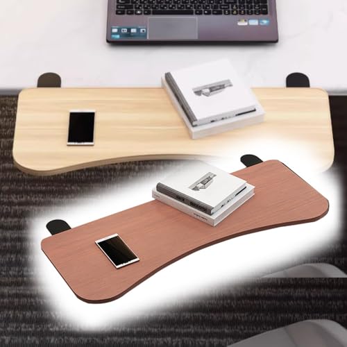 WEITINGKKK Erweiterungsfach für den Tisch, Faltbare Schreibtisch-Erweiterungsablage, Computer-Armlehnenablage, Gebogene Tastaturablage-Erweiterungsplattform(Teak,20x10in(52x25cm)) von WEITINGKKK