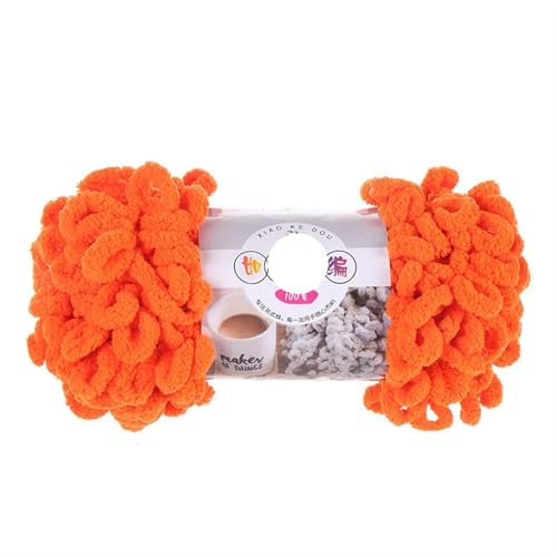 WEITINGKKK Hakenfeder, 3 Stück 100 g/Rolle Polyester-Fingerschlaufengarn, handgewebt, dicker Faden for Selberstricken und Häkeln von Deckenpullovern(6606 Orange Red) von WEITINGKKK