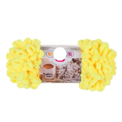 WEITINGKKK Hakenfeder, 3 Stück 100 g/Rolle Polyester-Fingerschlaufengarn, handgewebt, dicker Faden for Selberstricken und Häkeln von Deckenpullovern(6609 Yellow) von WEITINGKKK
