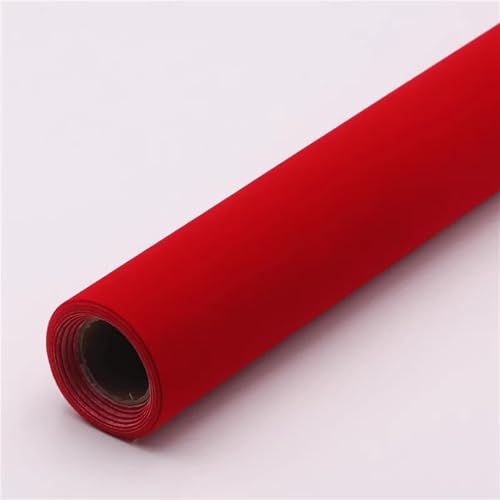 WEITINGKKK Samt Filz Blatt, Selbstklebender Filzstoff mit Samt-Flockrücken, 50 x 150 cm, 19 x 59 Zoll, mehrfarbig(Bright Red) von WEITINGKKK