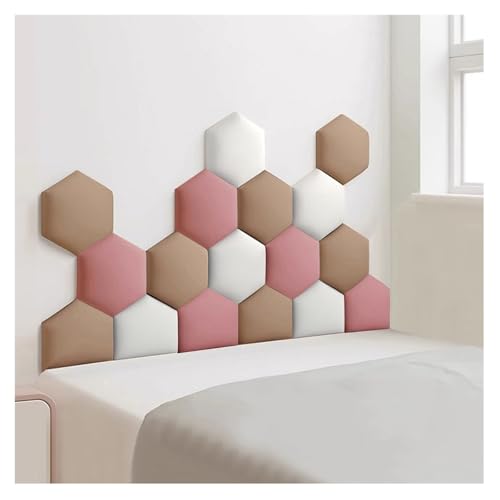 WEITINGKKK Wandpolster, 3D-Wandpaneele, selbstklebend, sechseckig, mehrfarbig, mehrere Größen, 17 Stück (Pink, 150 x 87 cm) von WEITINGKKK