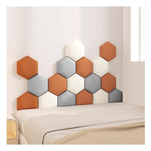 WEITINGKKK Wandpolster, gepolsterte Wandpaneele, 3D-Aufkleber für Kopfteil, Wanddekoration, 17 Stück, mehrfarbig, mehrere Größen (mehrfarbig, 04,180 x 105 cm) von WEITINGKKK