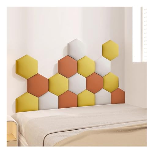 WEITINGKKK Wandpolster, gepolsterte Wandpaneele, 3D-Aufkleber für Kopfteil, Wanddekoration, 17 Stück, mehrfarbig, mehrere Größen (mehrfarbig, 11,180 x 105 cm) von WEITINGKKK
