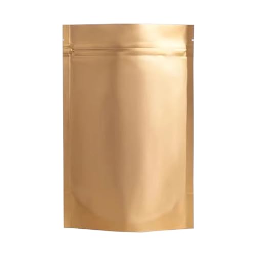 WEITINGKKK Ziplock-Beutel wiederverschließbar, 100 Stück Mylar-Folie Stand Up Zip-Lock Beutel mit Aufreißkerbe Multicolor Mehrere Größen(Gold,16x24cm) von WEITINGKKK