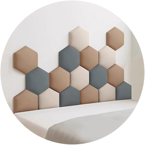 Wandpolsterung, 3D-Wandpaneele selbstklebend, für Kopfteil, Kinderzimmer, mehrfarbig, mehrere Größen, 17 Stück (braun, 180 x 105 cm) von WEITINGKKK
