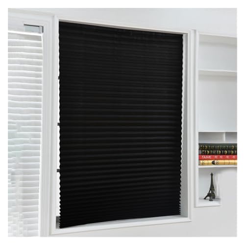 vorübergehende Fenster, Selbstklebende, plissierte vertikale Fensterjalousien, halbverdunkelnd, mehrfarbig, mehrere Größen(Black,150x90cm) von WEITINGKKK