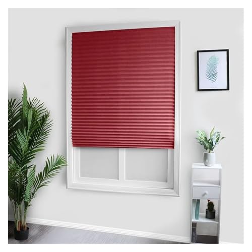 vorübergehende Fenster, Selbstklebende, plissierte vertikale Fensterjalousien, halbverdunkelnd, mehrfarbig, mehrere Größen(Red,180x60cm) von WEITINGKKK