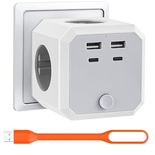 Wandsteckdose mit 2 USB-Ports und 2 USB-C-Anschlüssen, LED-Nachtlicht, Weiß, inkl LED von WEITINX