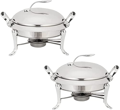Elektrischer Buffetheber, 2er-Pack, runde Chafing Dish in voller Größe, 3-Liter-Buffetheber aus Edelstahl mit Lebensmittelpfanne, Deckel und Brennstoffhalter, für Geburtstagsfeiern, Hochzeit Elektrischer Buffetheber, 2er-Pack, runde Chafing Dish in voller Größe, 3-Liter-Buffetheber aus Edelstahl mit Lebensmittelpfanne, Deckel und Brennstoffhalter, für Geburtstagsfeiern, Hochzeit von WEITOL