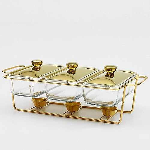 Elektrischer Buffetserver Catering Buffet Server und Heizgeräte - Buffet-Set mit heißen Edelstahltöpfen mit Glasdeckel und integriertem Deckelhalter Tablett von WEITOL