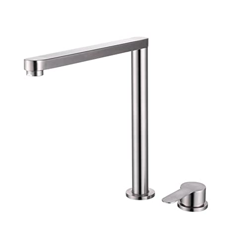 Lifting Seven-Character Kitchen Faucet, 304 Stainless Steel Concealed Lifting Rotating Sink Faucet, Single Handle Hot and Cold Water Mixer Tap, Brushed Nickel von WEITOL