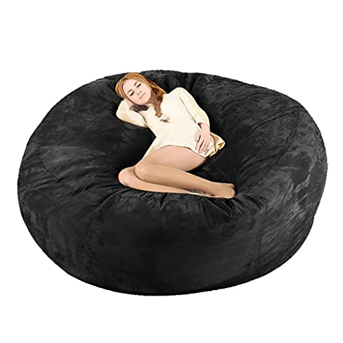 WEITOL Beanbags Stuhlhusse, Sitzsack, unbefüllt, Kunstpelz, Tagesdecke (nur Bezug) (Farbe: Schwarz, Größe: 1,8 m) (ohne Füllung) von WEITOL