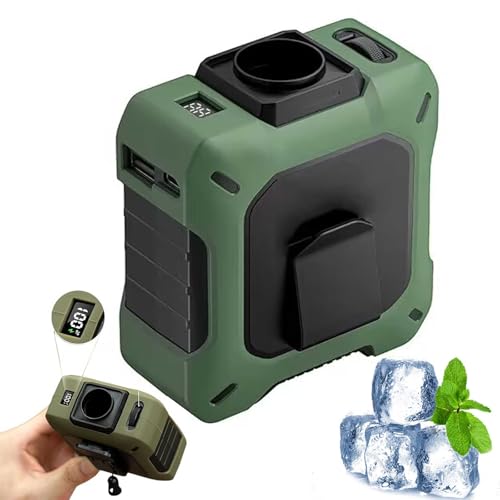 WEIWOGU Coolbelt Pro – Tragbarer Hüftventilator & Powerbank mit Tischständer, tragbarer 3-in-1-Hüftventilator mit Clip, 100 Geschwindigkeiten, wiederaufladbarer 8000-mAh-Clip-Ventilator (C) von WEIWOGU