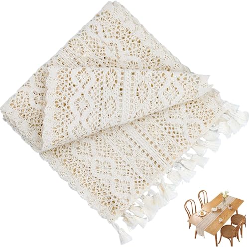 Beige Hochzeit Tischdecke Vintage, 30x120cm Spitze Boho Tischwäsche, Handgewebt Tischdecke Dekor, Geflochtene Tischläufer mit Quasten, Langen Quasten Table Runner für Party Hochzeit Esstisch Dekor Beige Hochzeit Tischdecke Vintage, 30x120cm Spitze Boho Tischwäsche, Handgewebt Tischdecke Dekor, Geflochtene Tischläufer mit Quasten, Langen Quasten Table Runner für Party Hochzeit Esstisch Dekor von WEIWUXIAN