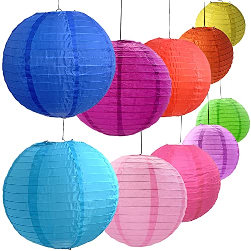 Bunt Papier Laterne, 20 Stück Bunte Papierlaternen, Lampions, Papier Lampions, Laterne Lampenschirm für Wohnkultur, Partys und Hochzeiten (4, 6, 8, 10 Zoll) - 10 Farben von WEIWUXIAN