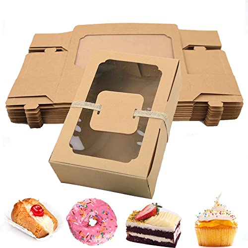 Cupcake Box, 12pcs Kuchen-Boxen mit Fenster, Plätzchenboxen, Kraft Cookie Boxes, Gebäck Geschenkboxen für Mother’s Day Weihnachten Geburtstage Hochzeiten Urlaub Babyparty von WEIWUXIAN