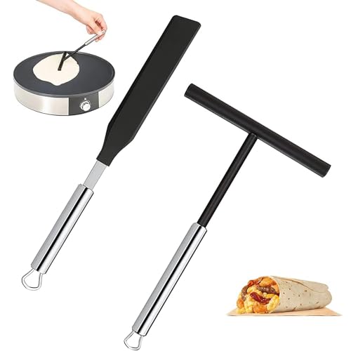 2 Stück Backen Kochen Backwerkzeuge, Edelstahl Teigverteiler, Edelstahl Crepes Wender, Crepes Zubehör Crepes Set, Küchenhelfer für Zuhause Küche Backen Kochen von WEIWUXIAN