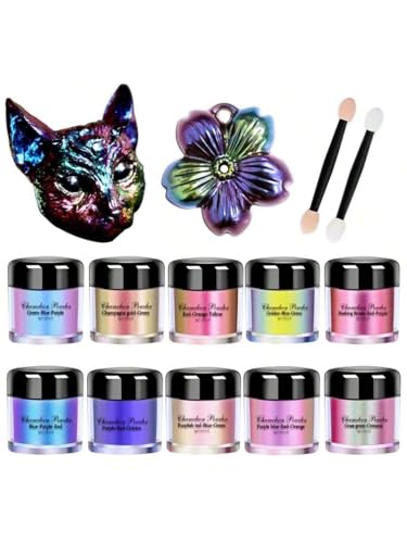 10 Farben Chamäleon Flocke für Nägel, Chameleon mica Powder, Epoxidharz Farbe Bastelfarbstoffharzpulver -Seife Färbeherstellung Farbstoff handgefertigte Handwerksfärbung Nail Art von WEIYI