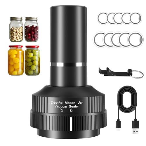 Elektrisches Vakuumier Set - WEIYII Wiederaufladbar Vakuumierer für Einmachgläser Für Gläser mit 70mm und 86mm Öffnung 3 in 1 Electric Mason Jar Vacuum Sealer Kit von WEIYII