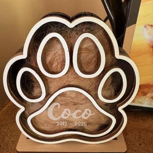 WEIYOUDP Personalisierbare Aufbewahrungsbox für Hunde- und Katzenpfotenform, Haustier-Gedenkschattenbox, Hundefell-Andenkenrahmen, Katzen-Gedenkgeschenk, Geschenk für den Verlust von Haustieren WEIYOUDP Personalisierbare Aufbewahrungsbox für Hunde- und Katzenpfotenform, Haustier-Gedenkschattenbox, Hundefell-Andenkenrahmen, Katzen-Gedenkgeschenk, Geschenk für den Verlust von Haustieren von WEIYOUDP