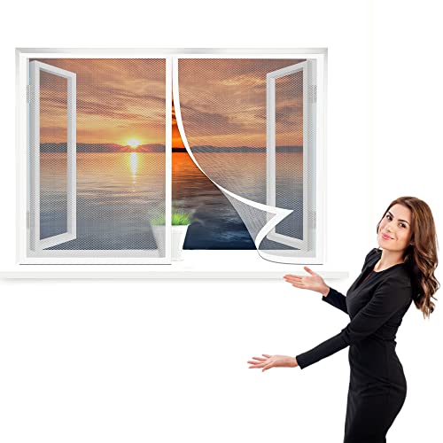 Fliegengitter Fenster, 200 x 145 cm Insektenschutz, Mückennetz Fliegengitter Balkontür, Ohne Bohren für Windows/Wohnzimmer Fenstern, Weiß von WEIZERO