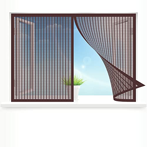 Fliegengitter Fenster, 80 x 200 cm Insektenschutz, Fliegengitter Fenster Magnet Mückenschutz, Auto Schließen Faltbar für Alle Fenster, Braun von WEIZERO