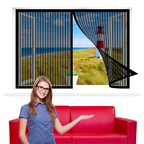 Fliegengitter Fenster Magnet, 140 x 140 cm Insektenschutz, Fliegengitter Balkontür Moskitonetz Fliegennetz, Magnetische Adsorption für Alle Arten von Fenstern, Schwarz von WEIZERO