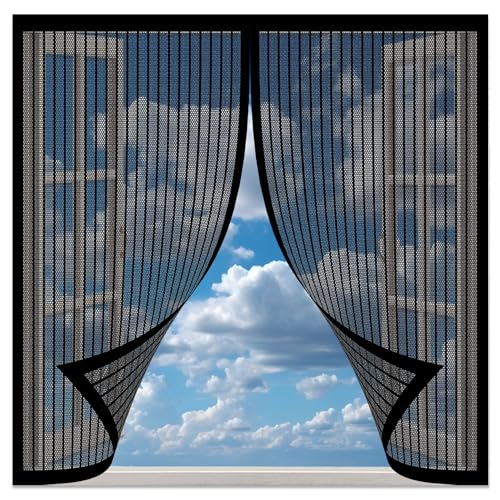 Fliegengitter Fenster Magnete 81 x 87 cm Insektenschutz Fliegenschutz Fenster Mückengitter Ohne Bohren Klebemontage für in Wohn- Schlafzimmer, Schwarz von WEIZERO