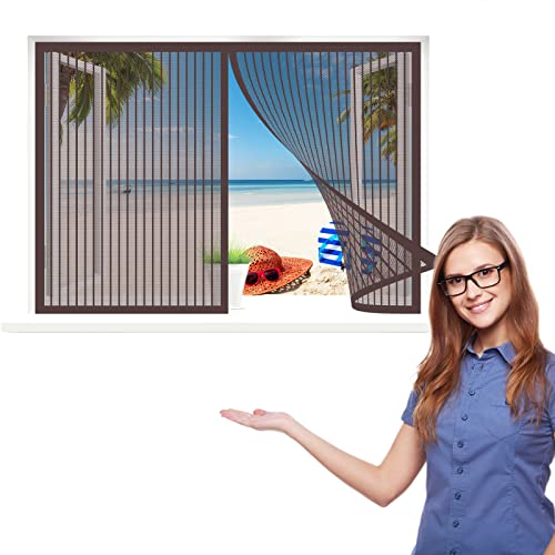 Fliegennetz Fenster Magnet, 135 x 80 cm Insektenschutz, Insektenschutzgitter Terrassentür, Ohne Bohren für Windows/Wohnzimmer Fenstern, Braun von WEIZERO