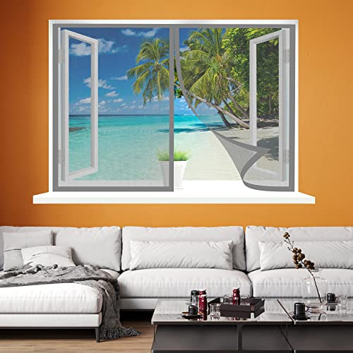 Fliegennetz Fenster Magnet, 85 x 85 cm Insektenschutz, Fliegengitter Fenster Magnet Mückenschutz, Total Magnetisch, Automatik-Verschluss für Alle Arten von Fenstern, Grau von WEIZERO