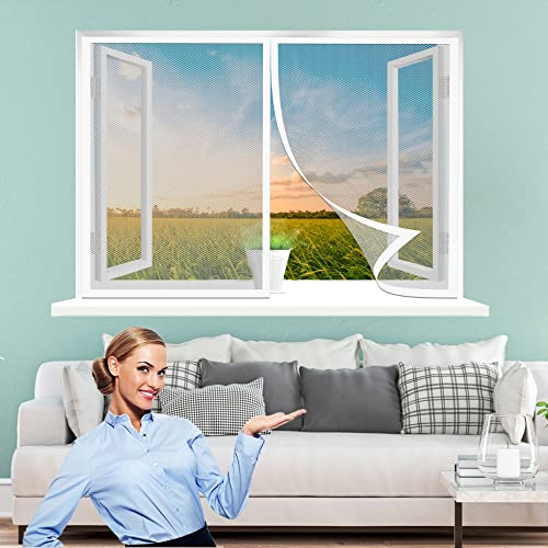 Magnet Fliegengitter Fenster, 100 x 70 cm Insektenschutz, Mückennetz Fliegengitter Balkontür, Einfache Installation für Windows/Wohnzimmer Fenstern, Weiß von WEIZERO