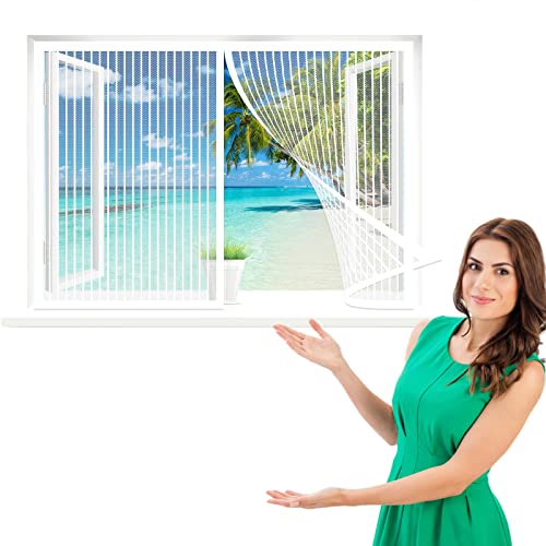 Magnet Fliegengitter Fenster, 130 x 190 cm Insektenschutz, Insektenschutzgitter Terrassentür, Ohne Bohren für Alle Fenster, Weiß von WEIZERO