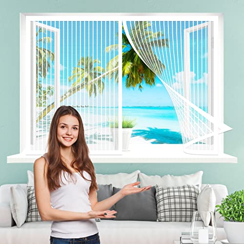 Magnet Fliegengitter Fenster, 50 x 95 cm Insektenschutz, Magnetfenster Fliegenvorhang Moskitonetz, Ohne Bohren für Windows/Wohnzimmer Fenstern, Weiß von WEIZERO
