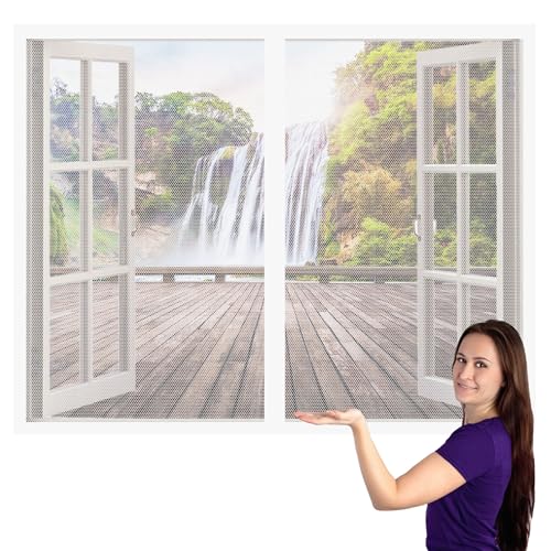 Magnet Fliegengitter Fenster Klein 137 x 153 cm Insektenschutz Insektenschutzgitter Terrassentür Ohne Bohren Atmungsaktiv Selbstschließend für Terrassentür Und Fenster, Weiß von WEIZERO