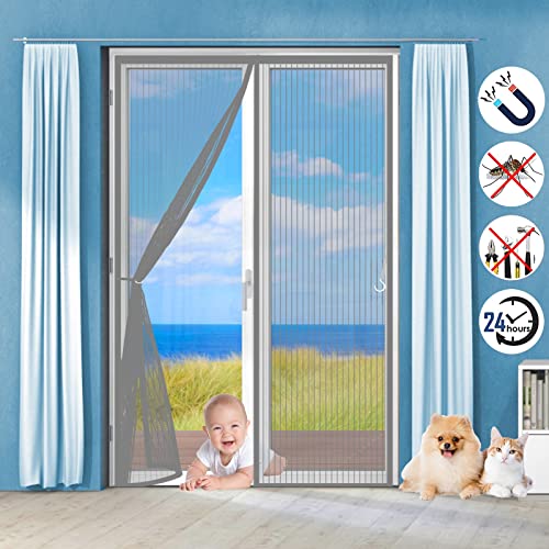 Magnet Fliegengitter Tür Insektenschutz 65 x 180 cm, Fliegengitter Balkontür, Kinderleichte Klebemontage Magnet Fliegenvorhang Ideal für Balkontür Wohnzimmer Terrassentür, Grau von WEIZERO