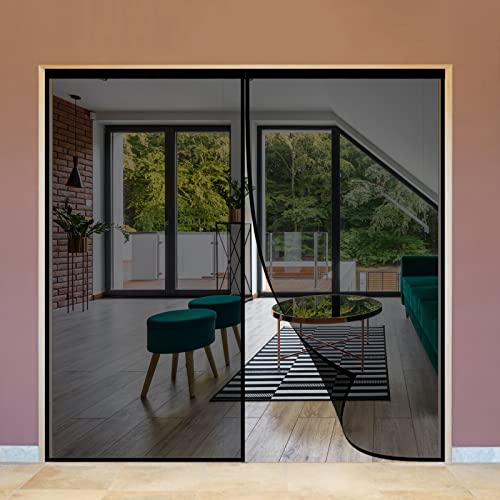 Magnet Fliegenvorhang 100 x 220 cm, Insektenschutz Magnetvorhang Fliegengitter Tür Klebendes Fliegengitter für Balkontür Wohnzimmer Terrassentür, Schwarz von WEIZERO