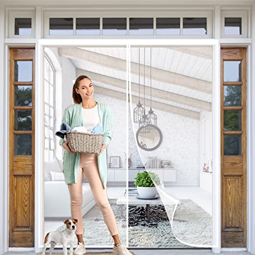 Magnet Tür Fliegengitter Balkontür 80 x 200 cm, Insektenschutz Magnet Fenster Magnetisches Fenster Netz für Balkontür Wohnzimmer Terrassentür, Weiß von WEIZERO