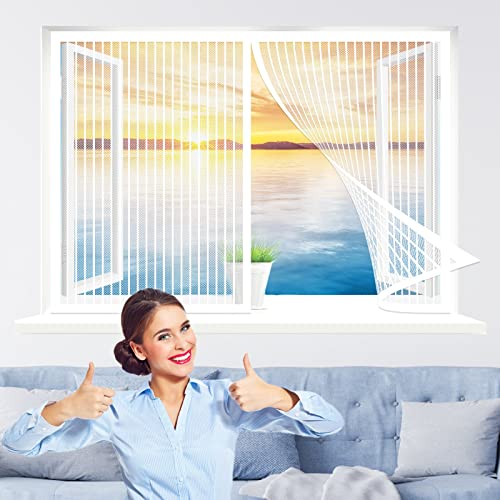 Magnetvorhang Fenster, 75 x 195 cm Insektenschutz, Magnetischer Fliegenvorhang, Einfache Installation für Windows/Wohnzimmer Fenstern, Weiß von WEIZERO