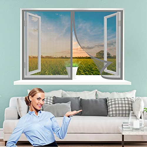 Magnetvorhang Fliegengitter, 155 x 95 cm Insektenschutz, Magnet Fliegengitter, Automatisches Schließen für Alle Fenster, Grau von WEIZERO
